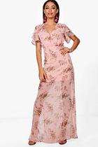 Boohoo Boutiue Em Ditsy Floral Angel Sleeve Maxi Dress