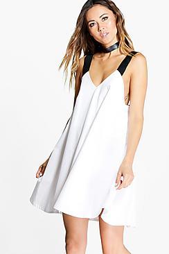Boohoo Allie Tie Shoulder A-line Shift Dress