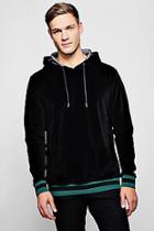 Boohoo Velour Over The Head Hoodie With Sports Rib