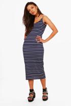 Boohoo Ellie Stripe Strappy Midi Dress Multi