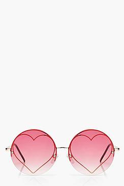 Boohoo Evie Round Heart Sunglasses