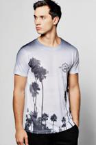 Boohoo La Palm Print Sublimation T Shirt White