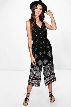 Boohoo Mia Statement Back Monochrome Culotte Jumpsuit