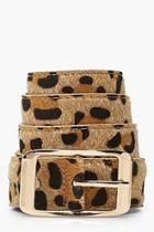 Boohoo Leopard Belt With Gold Buckle