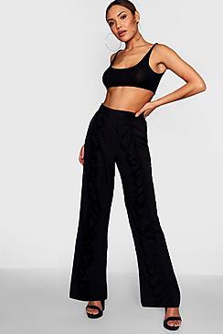 Boohoo Alana Ruffle Wide Leg Trouser