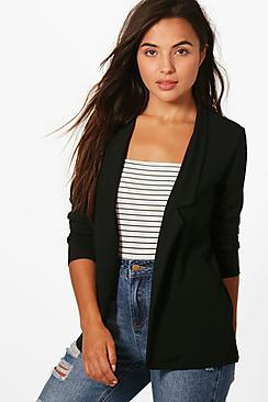 Boohoo Petite Notch Detail Oversized Boyfriend Blazer