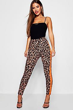 Boohoo Petite Leopard Print Contrast Panel Leggings