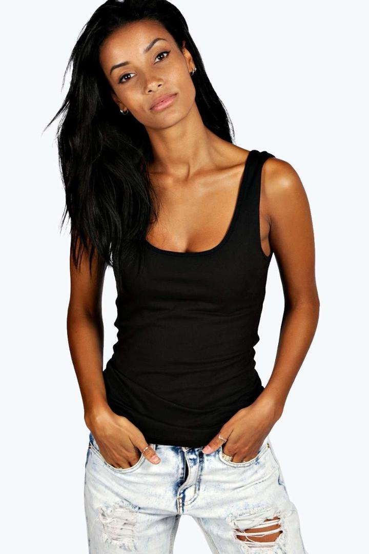 Boohoo Ellie Wide Strap Basic Cami Black