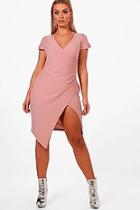 Boohoo Plus Crepe Cap Sleeve Wrap Midi Dress
