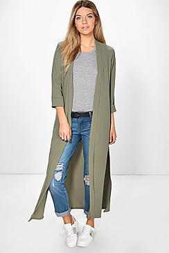 Boohoo Isabella Turn Up Cuff Maxi Duster