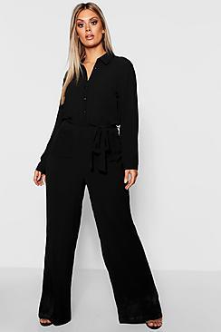 Boohoo Plus Utility Pocket Front Jumpsuit