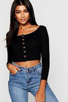 Boohoo Mock Horn Square Neck Knitted Top