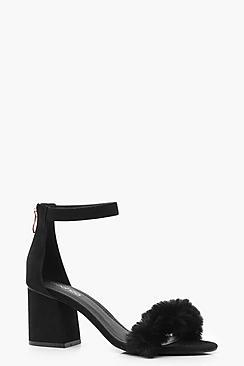 Boohoo Naomi Faux Fur Band Block Heels