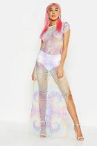 Boohoo Pastel Tie Dye Mesh Maxi Dress