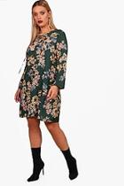 Boohoo Plus Darcy Floral Tie Up Woven Shift Dress