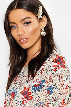 Boohoo Large Textured Star Hair Slide