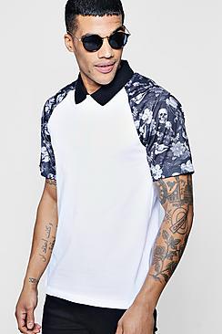 Boohoo Skull Rose Raglan Polo