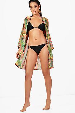 Boohoo Beth Tropicana Cold Shoulder Beach Kimono