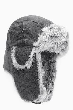 Boohoo Grey Fur Lined Fleece Trapper