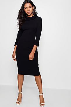 Boohoo Pleat Detail Midi Dress