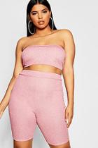 Boohoo Plus Glitter Lurex Cycle Short