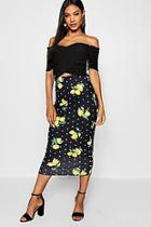 Boohoo Lemon Print Maxi Skirt