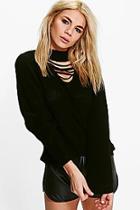 Boohoo Lucy Lace Up Detail Choker Jumper