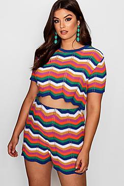 Boohoo Plus Ellie Knitted Chevron Top