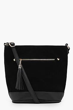 Boohoo Kerry Suedette Tassel Bucket Cross Body