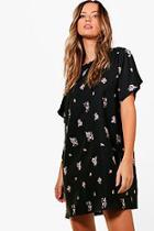 Boohoo Lucy Floral Cap Sleeve Shift Dress