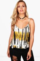 Boohoo Plus Sadie Strappy Tie Dye Lace Up Cami Top Multi