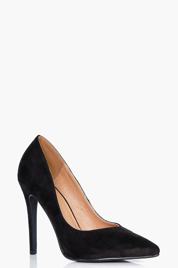 Boohoo Ava V Cut Court Heel Black