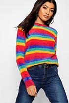 Boohoo Rainbow Knitted Chenille Jumper