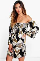 Boohoo Melissa Paisley Off The Shoulder Swing Dress Multi
