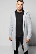 Boohoo Smart Heavy Knitted Cardigan With Pocket Grey