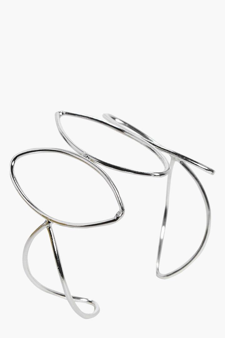 Boohoo Kara Geo Circular Cuff Silver