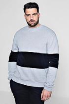 Boohoo Big And Tall Velour Colour Block Sweater