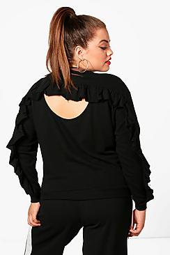 Boohoo Plus Lindsey Ruffle Back Sweatshirt