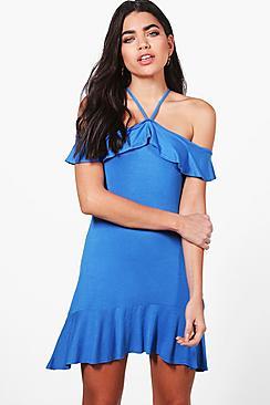 Boohoo Kelly Strappy Off The Shoulder Shift Dress
