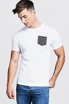 Boohoo Crew Neck T-shirt With Stripe Pocket