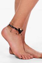 Boohoo Wendy Tassel Plait And Chain Anklet 3 Pack