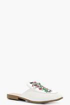 Boohoo Saskia Snake Embroidered Stud Mule Loafer