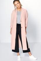 Boohoo Lily Longline Button Duster Coat Nude