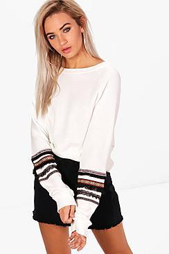 Boohoo Freya Oversized Trim Sleeve Sweatshirt