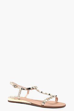 Boohoo Ella Stud T Bar Sandal