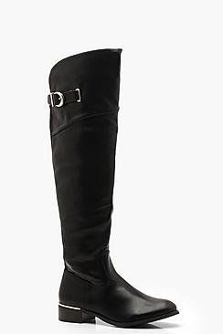 Boohoo Metal Trim Rider Boots