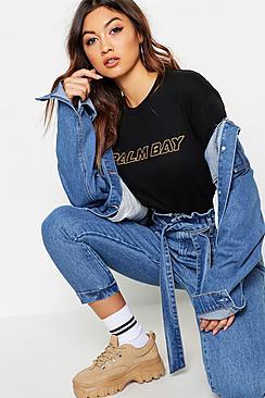 Boohoo Neon Palm Bay Slogan T-shirt