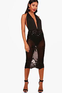 Boohoo Boutique Emilie Sequin Skater Dress