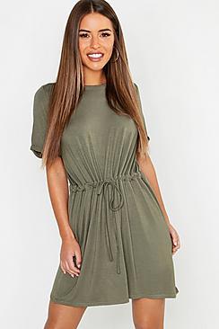 Boohoo Petite Drawstring T-shirt Dress