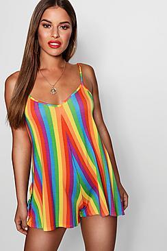 Boohoo Petite Rory Rainbow Swing Playsuit